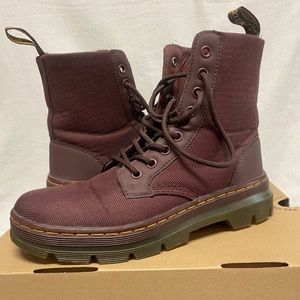 Dr. Martens Womens Combs Canvas Combat Boots Size 7 Oxblood AW004 & Box Doc